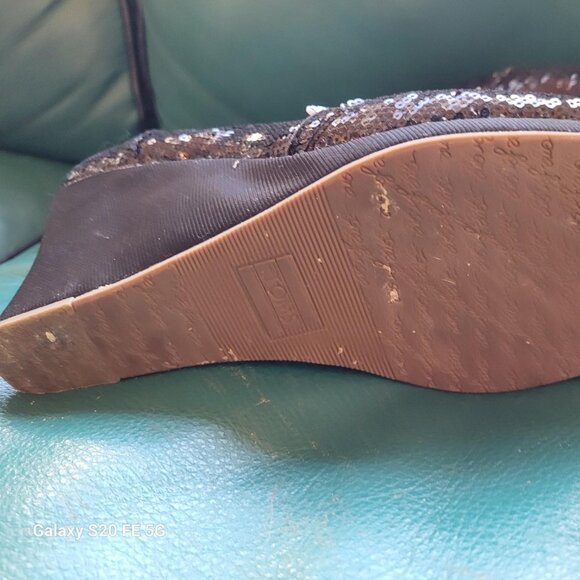 Toms Sequin Open Toe Platform Wedges - Picture 5 of 5